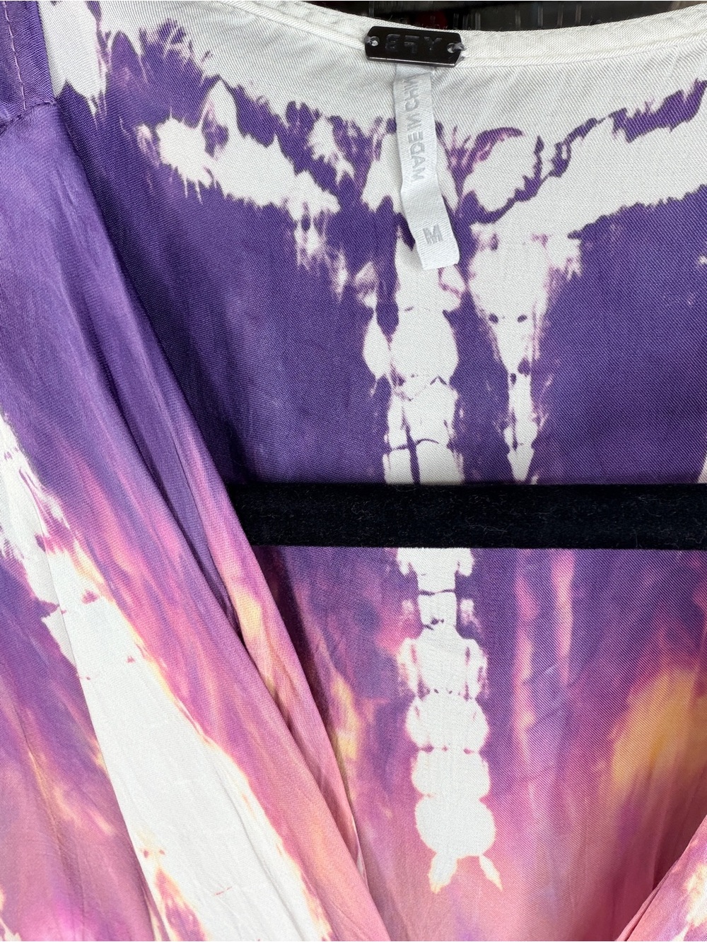 YFB-Women’s Tie-Dye Wrap Midi Dress in Purple and Cream- Size Medium - Picture 5 of 5